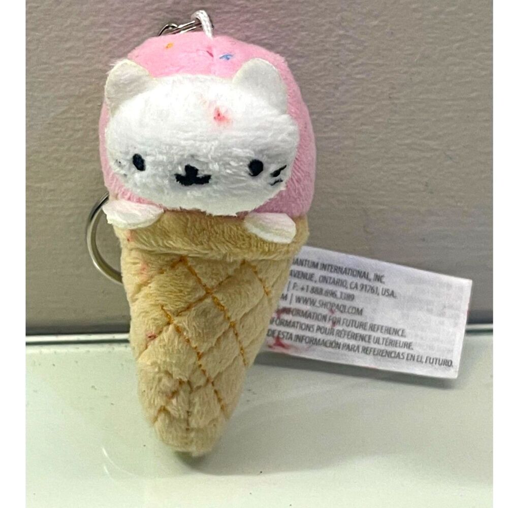 San X Nyan Nyan Nyanko Ice Cream Cat Plush Key Chain Pink Sprinkles Kawaii